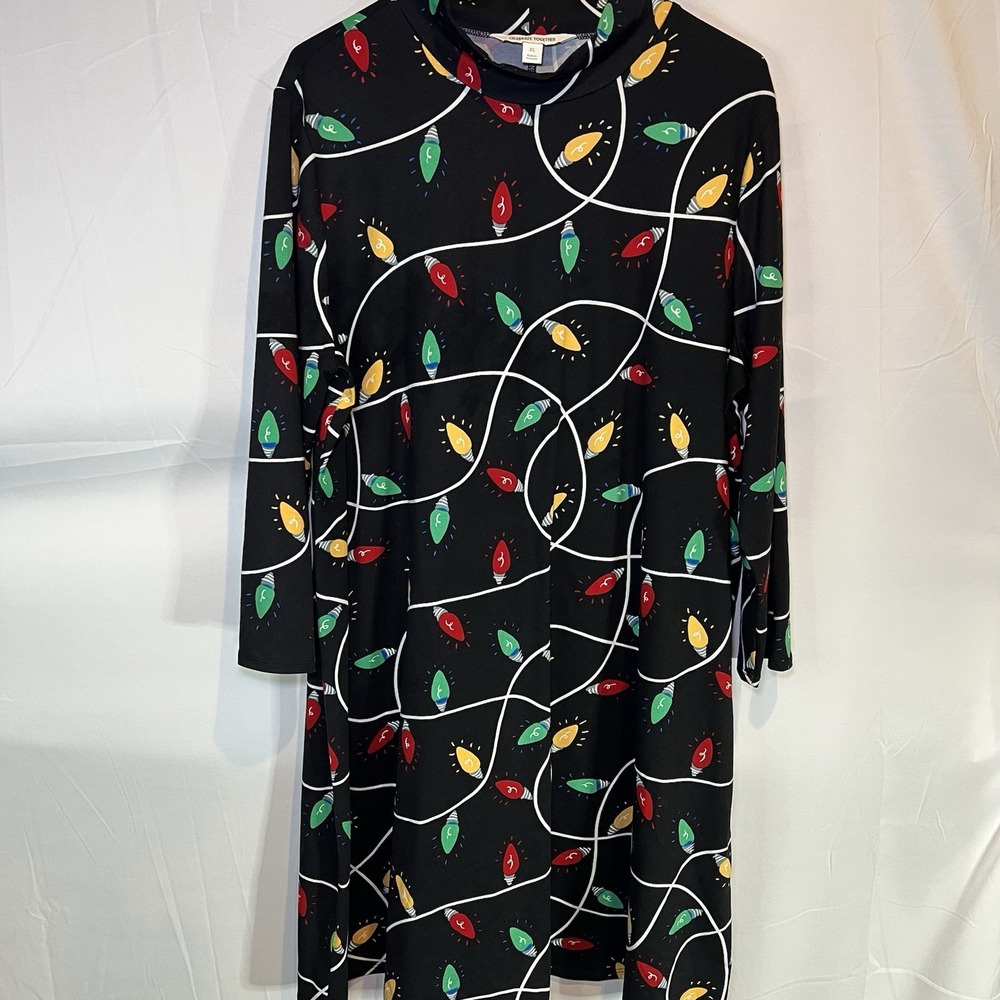 Celebrate Together Women's XL Dress Jersey Knit Christmas Lights Xmas Holiday